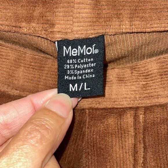 Memoi Womens Thin-Rib Slim-Cut‎ Stretch Corduroy Leggings Brown Size M/L - Picture 6 of 6